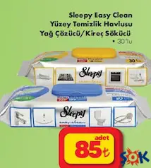 SLEEPY EASY CLEAN YÜZEY TEMİZLİK HAVLUSU YAĞ ÇÖZÜCÜ/KİREÇ SÖKÜCÜ 30'LU